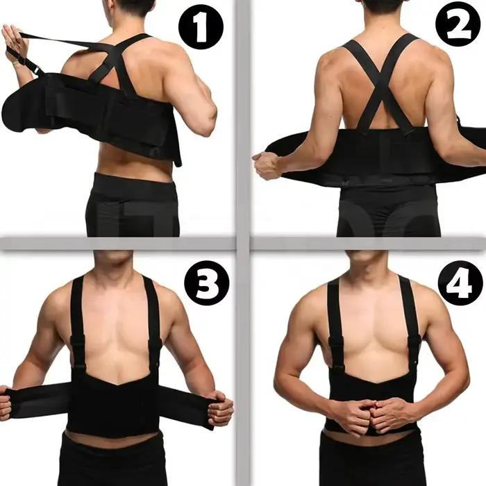 Ceinture d'haltérophilie – Orthèse dorsale de soutien lombaire robuste avec bretelles réglables pour la salle de sport