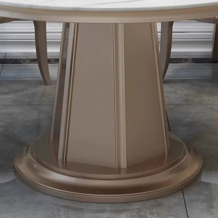 Meubles de salle à manger, table à manger en dalle de roche de style américain, luxe léger, moderne, simple, ronde, haut de gamme, table à manger en bois massif de style français