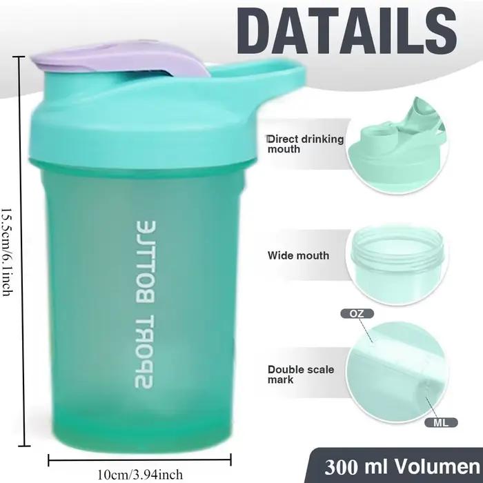 1 bouteille de shaker portable pour protéines de 300 ml