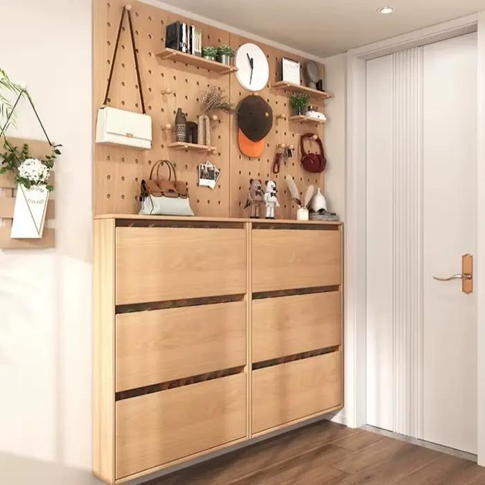 Meuble à chaussures en bois pour entrée, couloir ou bureau, avec banquette fine et présentoir rotatif, Organizador De Zapatos, Meuble de maison