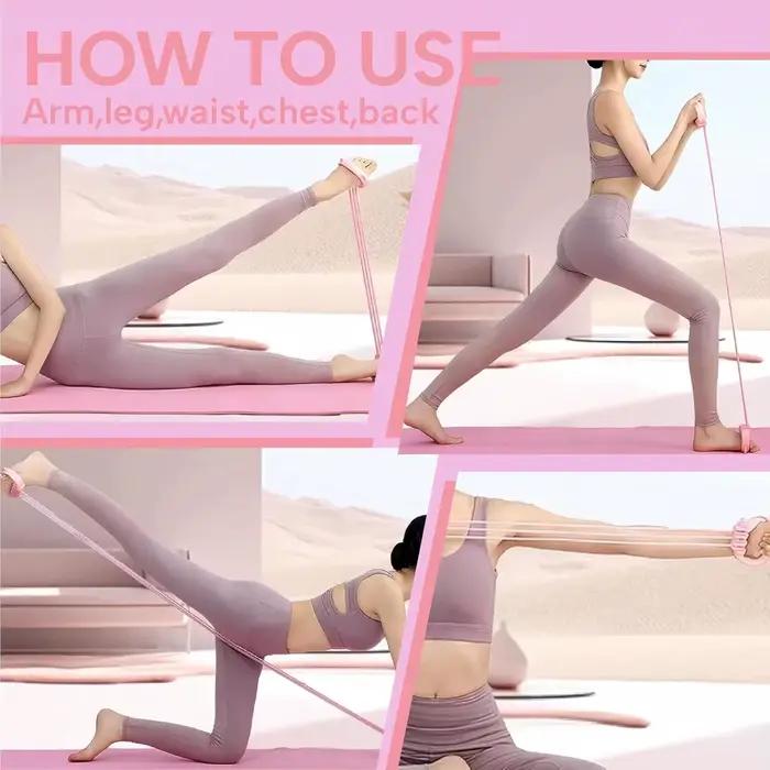 Sangle d'étirement de yoga à 6 cordes avec tensionneur réglable pour exercices de dos ouvert et d'épaules, outil de yoga pour entraînement cardiovasculaire et relaxation musculaire