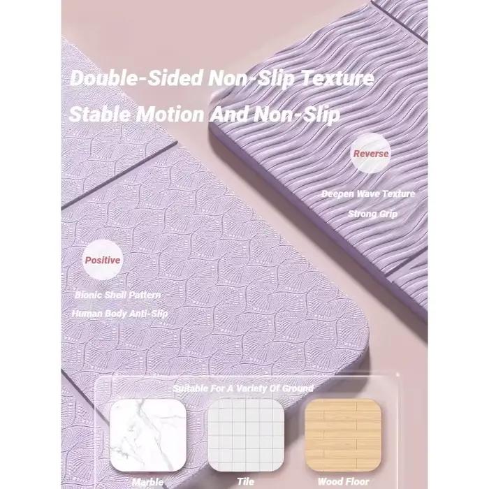 Tapis de yoga pliable, silencieux, écologique, pliable, pour voyage, fitness, exercices, double face, antidérapant, pour pilates et entraînements au sol, danse