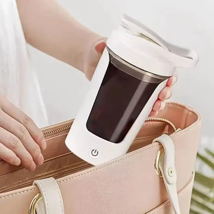 Tasse de mélange électrique automatique de 450ml, bouteille shaker portable pour protéines de lactosérum, alimentée par batterie, tasse d'agitation entièrement automatique pour la maison polyvalente et pratique pour le café, le thé, les smoothies et les boissons énergisantes