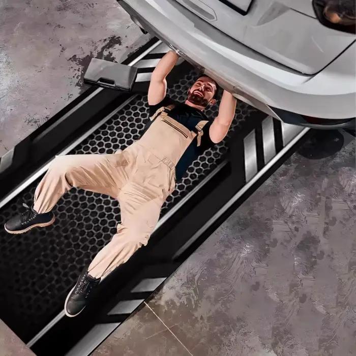 Tapis de sol pour garage de moto VIKAMA, style cyber, antidérapant, résistant à l'usure, tapis de présentation pour atelier, tapis décoratif pour couloir
