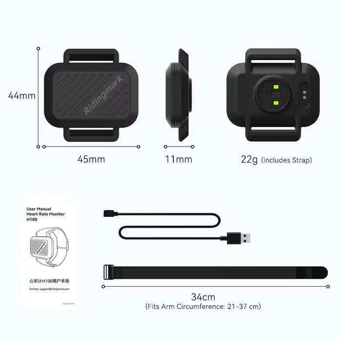 Ridingmark H100 capteur de fréquence cardiaque bracelet de poignet bande BLE ANT + IPX6 sport cyclisme équitation