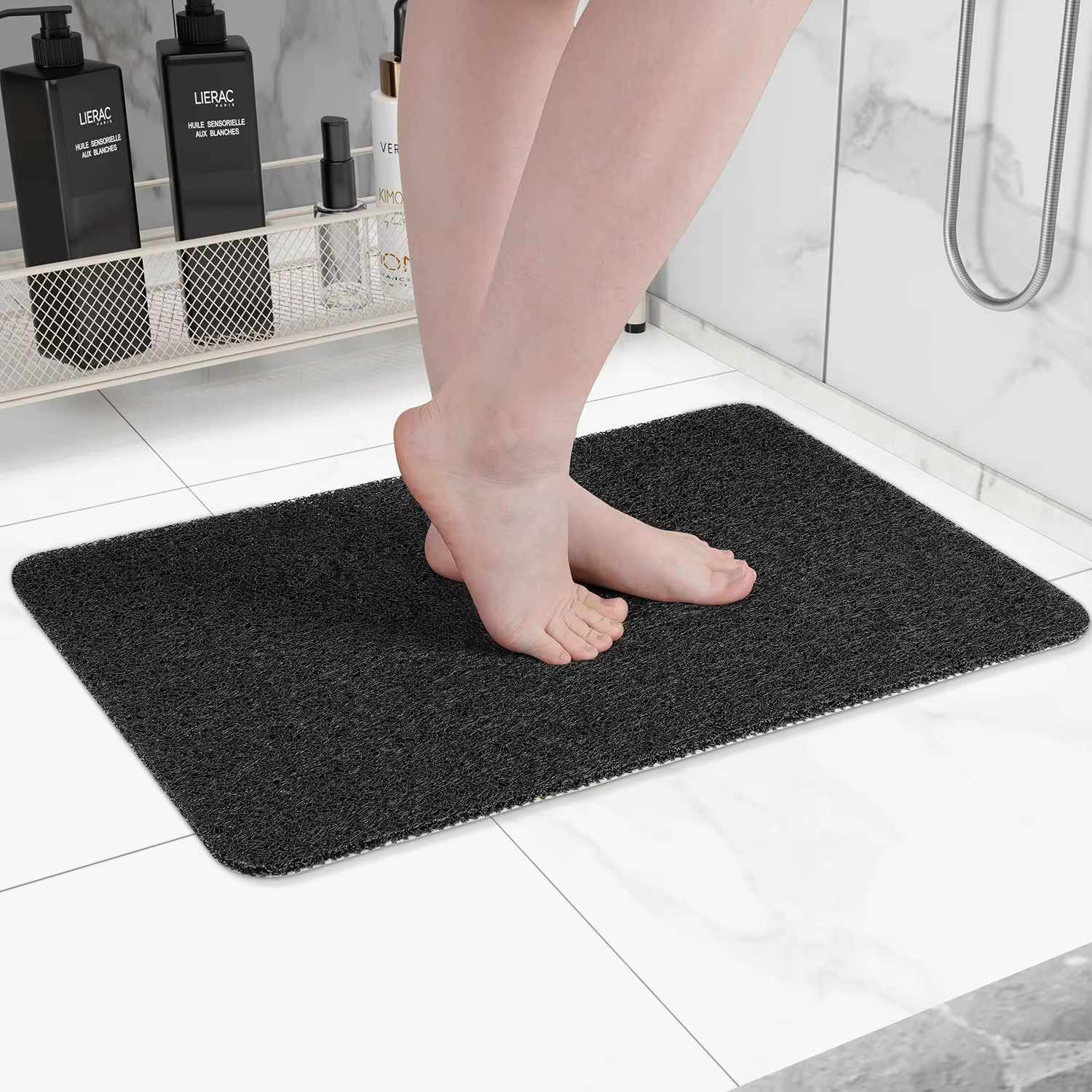 Tapis de bain antidérapant 40x60/50x80cm, avec trous de vidange, Anti-moisissure, pour douche intéri