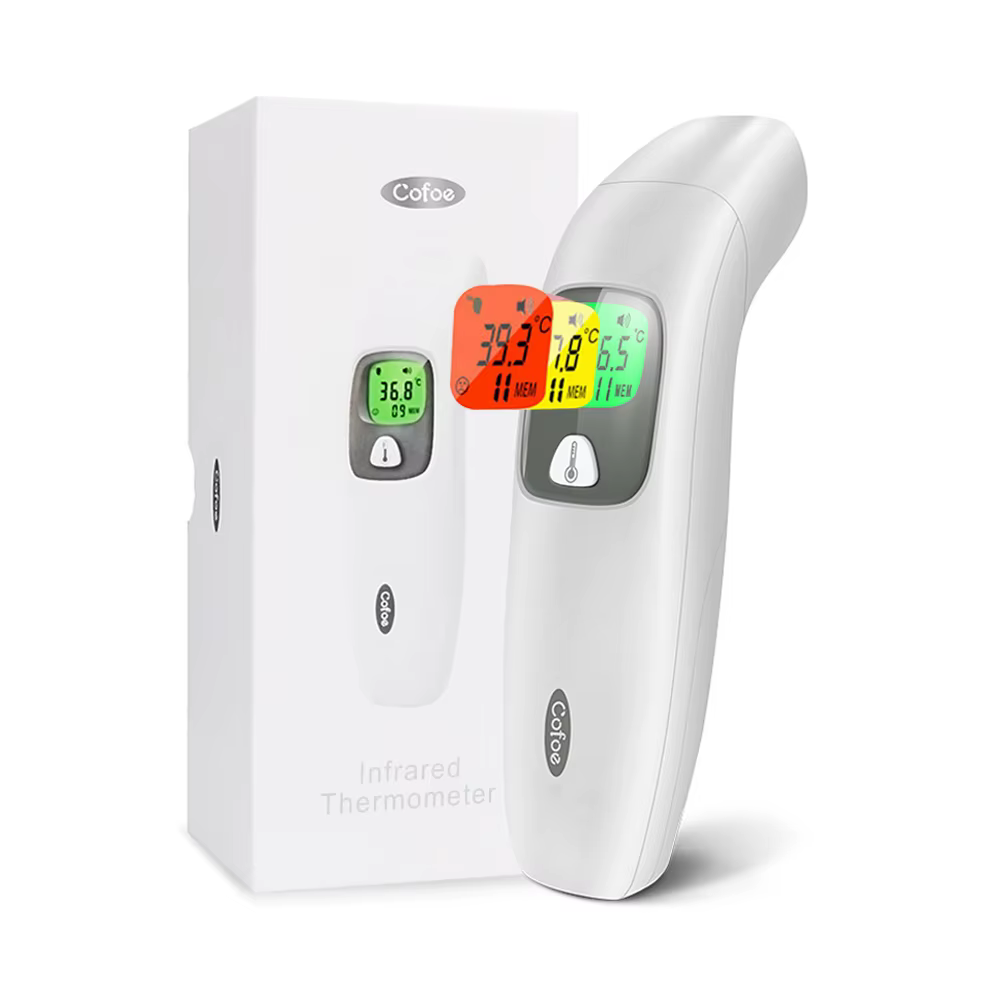 Cofoe Thermomètre numérique frontal et auditif 2 en 1 Thermomètre médical sans contact pour bébé/adu