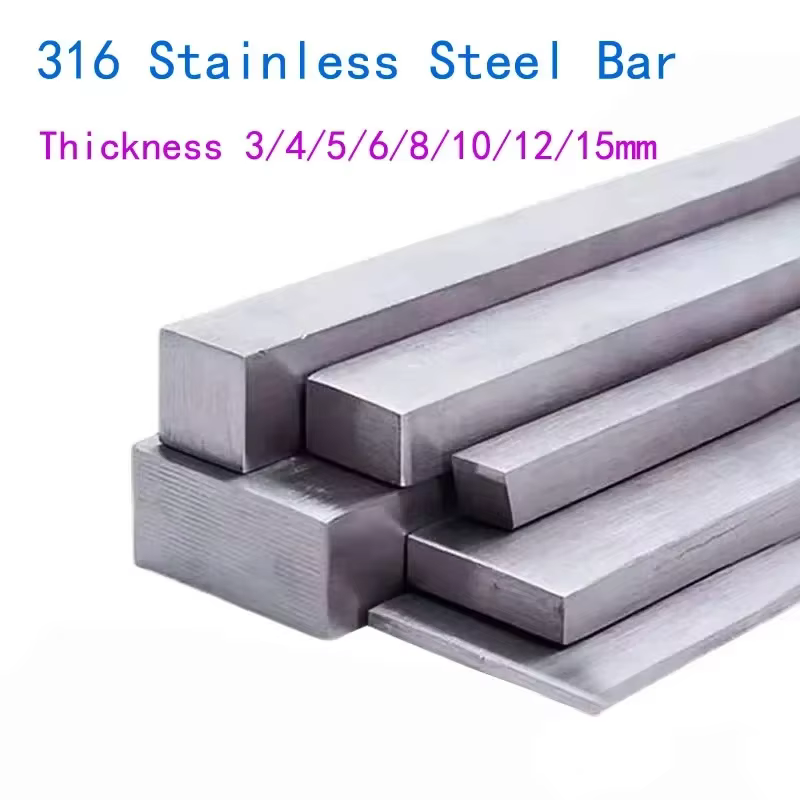 Barre plate en acier inoxydable 316, longueur/100 mm, épaisseur 3/4/5/6/8/10/12/15 mm, largeur 10/15