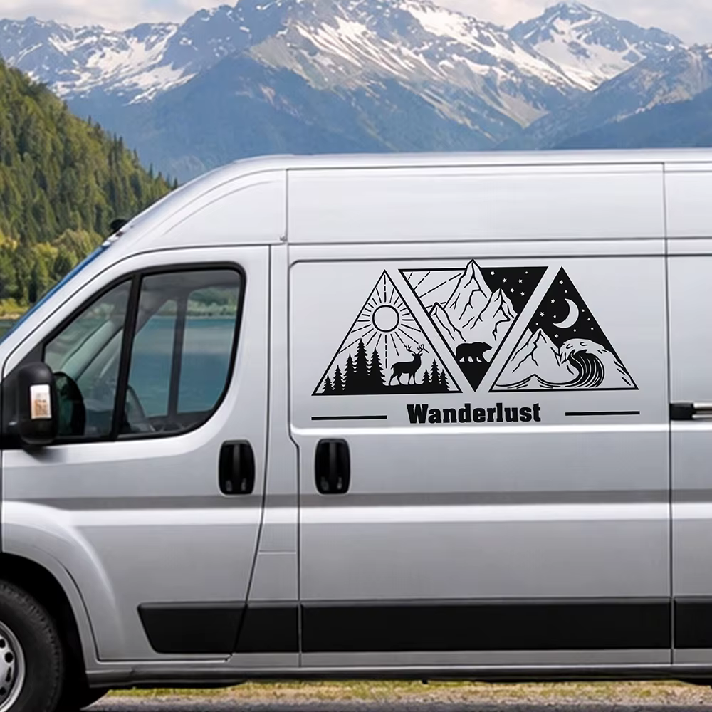 Autocollants pour camping-car Montagnes Forêt & Ours – Kit personnalisé pour camping-car – Bandes la