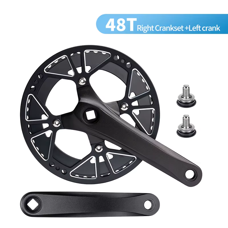 Pédalier à vitesse unique 48T, plateau en acier allié d'aluminium avec Double couvercle de chaîne, b