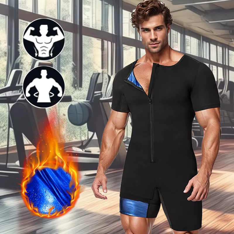 Combinaisons de sudation de Sauna pour hommes 3 en 1, entraînement de graisse corporelle complète, p