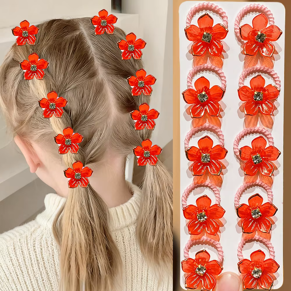 10 bandeaux élastiques tressés à fleurs pour filles, haute élasticité, pinces à cheveux durables, ad