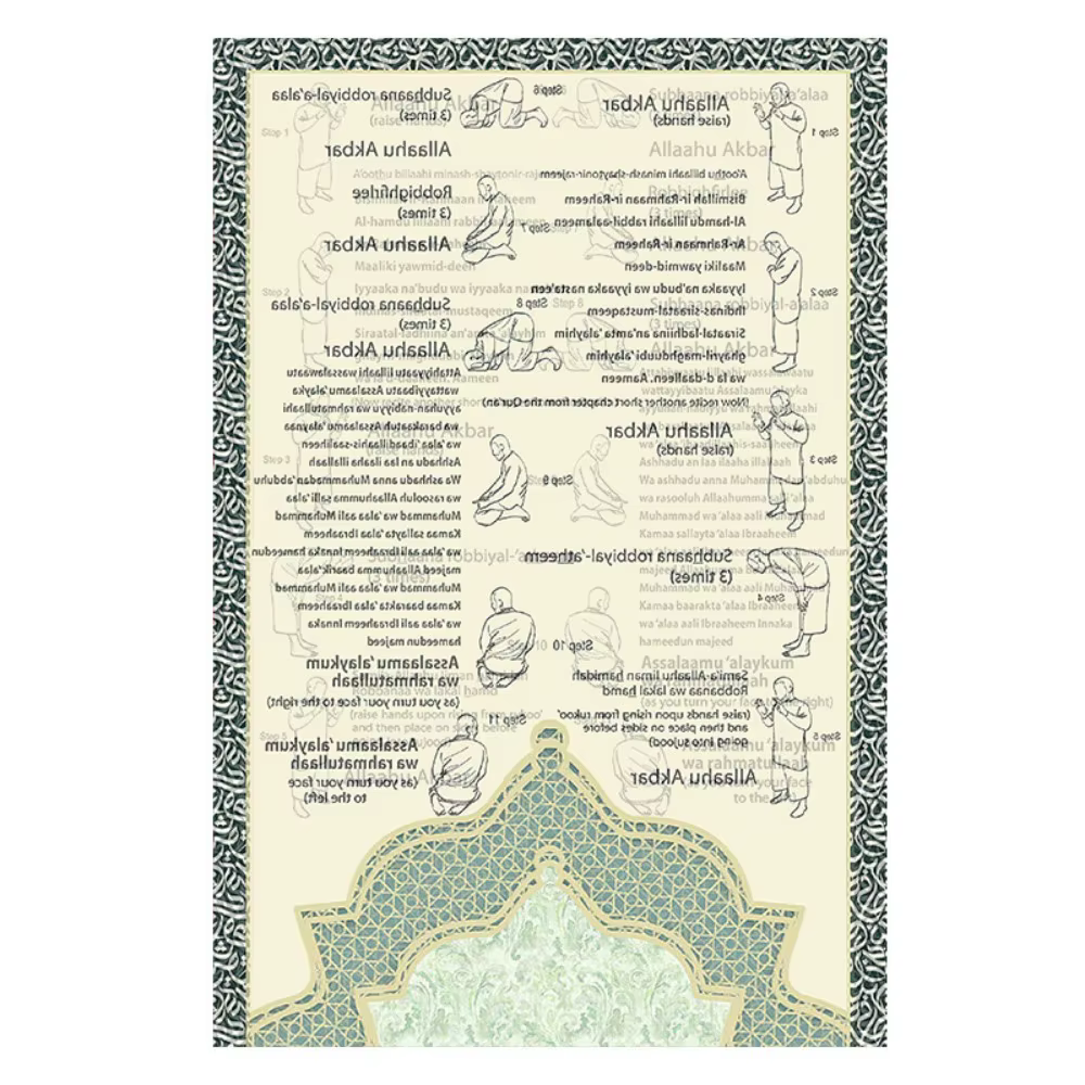 Tapis de prière musulman en polyester, tapis d'instructions pour la prière, tapis islamique portable