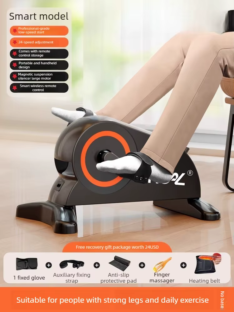 Vélo d'intérieur, rééducation à domicile pour les personnes d'âge moyen et âgées, exercices des memb