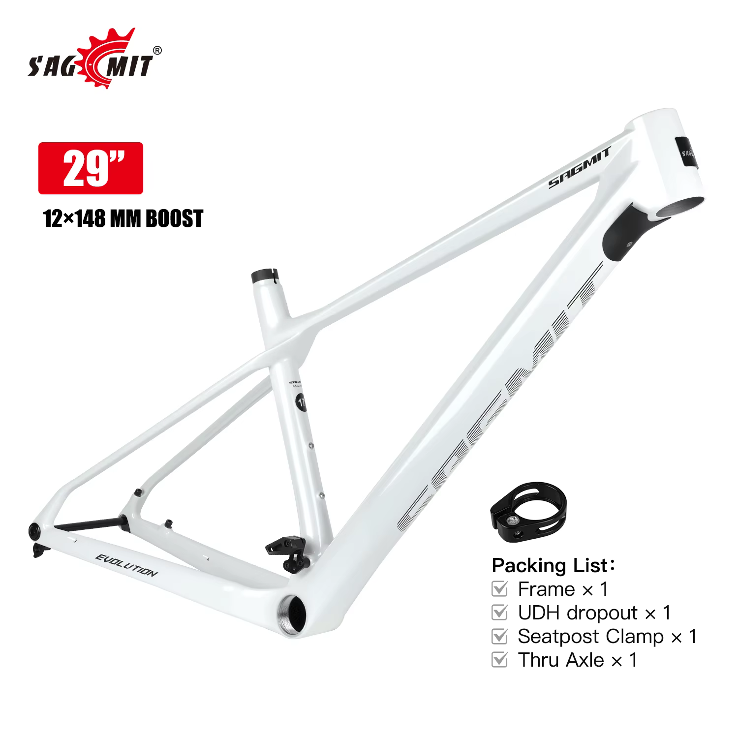 Cadre de vélo de montagne en carbone SAGMIT T700 29er, passage des câbles entièrement interne, Boost