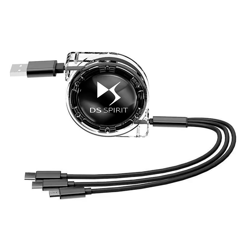 Chargeur rapide 3 en 1 pour intérieur de voiture, câble de données USB, accessoire pour DS SPIRIT DS