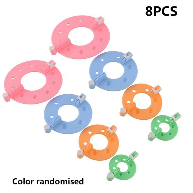 Kit de fabrication de pompons en plastique 8 pièces, 4 tailles (3,5/5,5/7/9 cm), outil de bricolage 