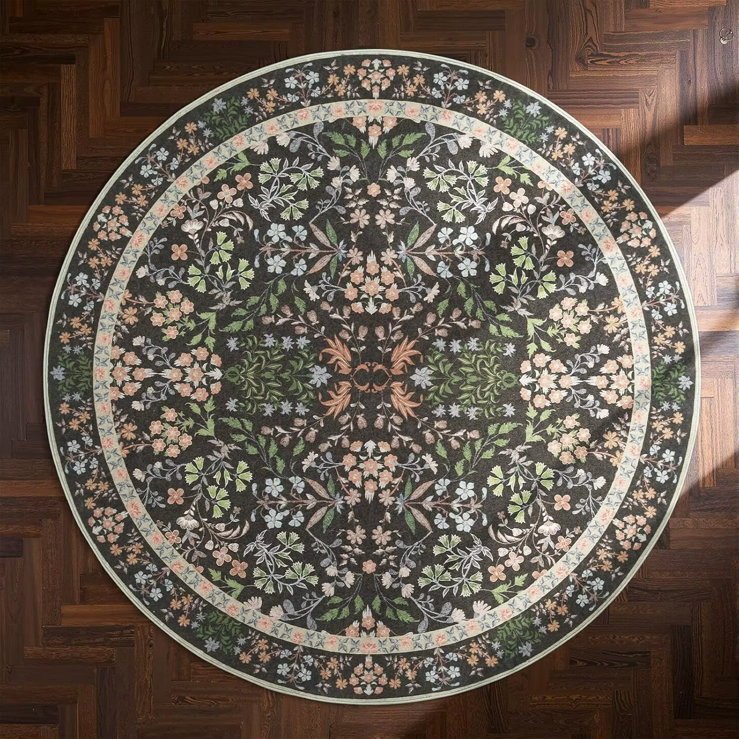 Tapis de salon rond plante verte tapis floraux bohême décoration de la maison tapis pour chambre che