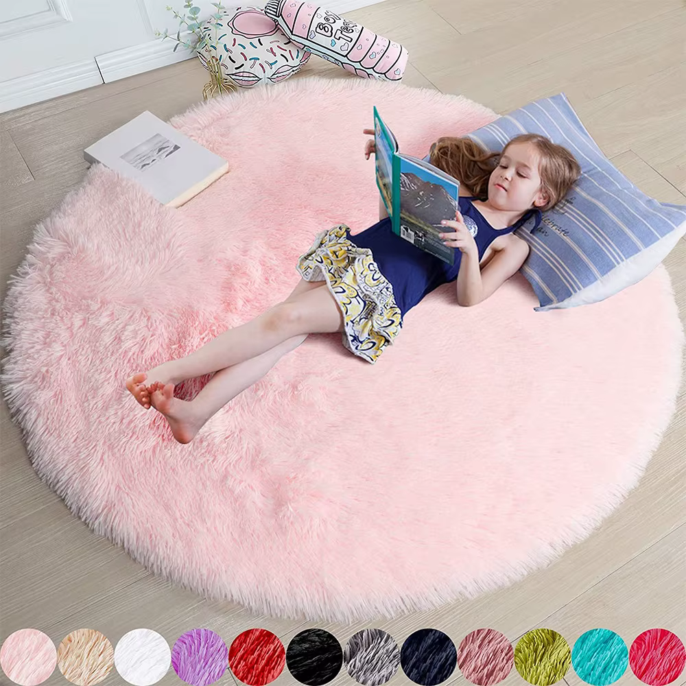 100/120/140/160 tapis rond moelleux doux tapis pour enfants filles chambre princesse château peluche