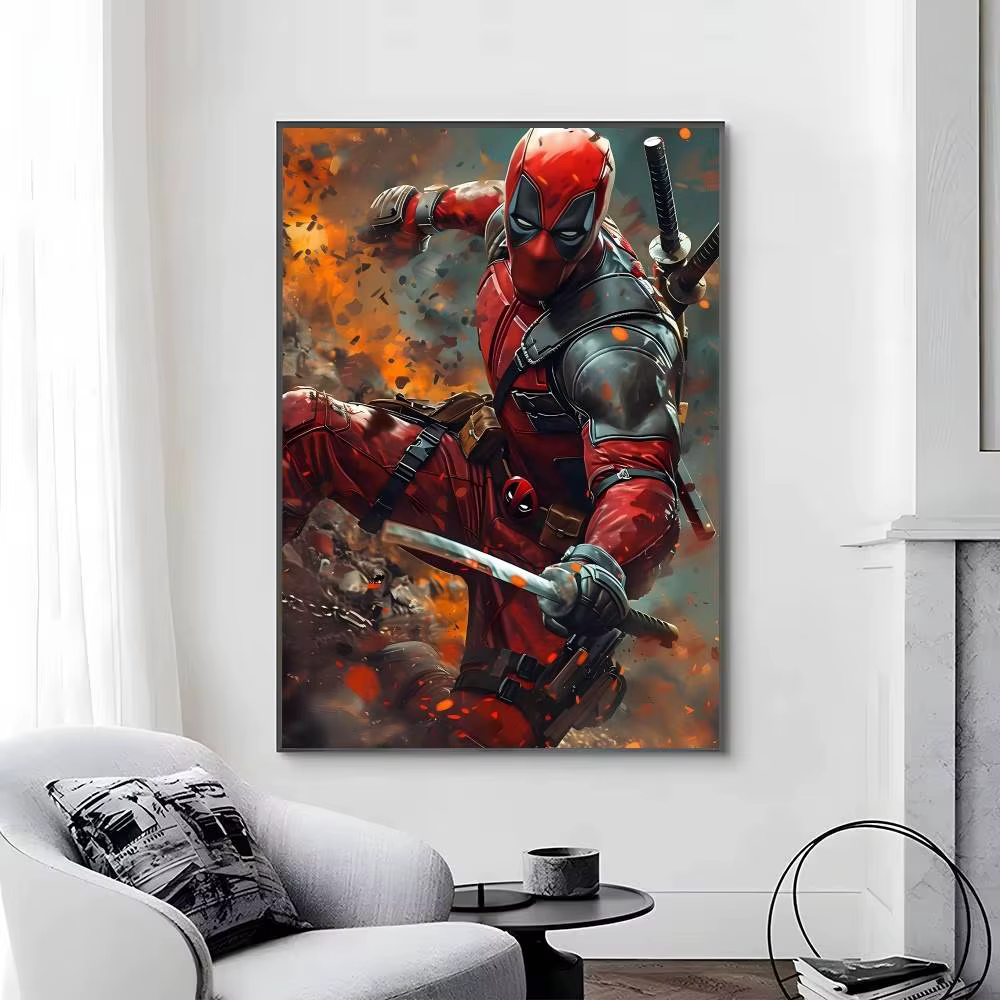 Affiches de dessins animés amusants du héros D-D-DeadpoolS, impression sur papier autocollant, pour 