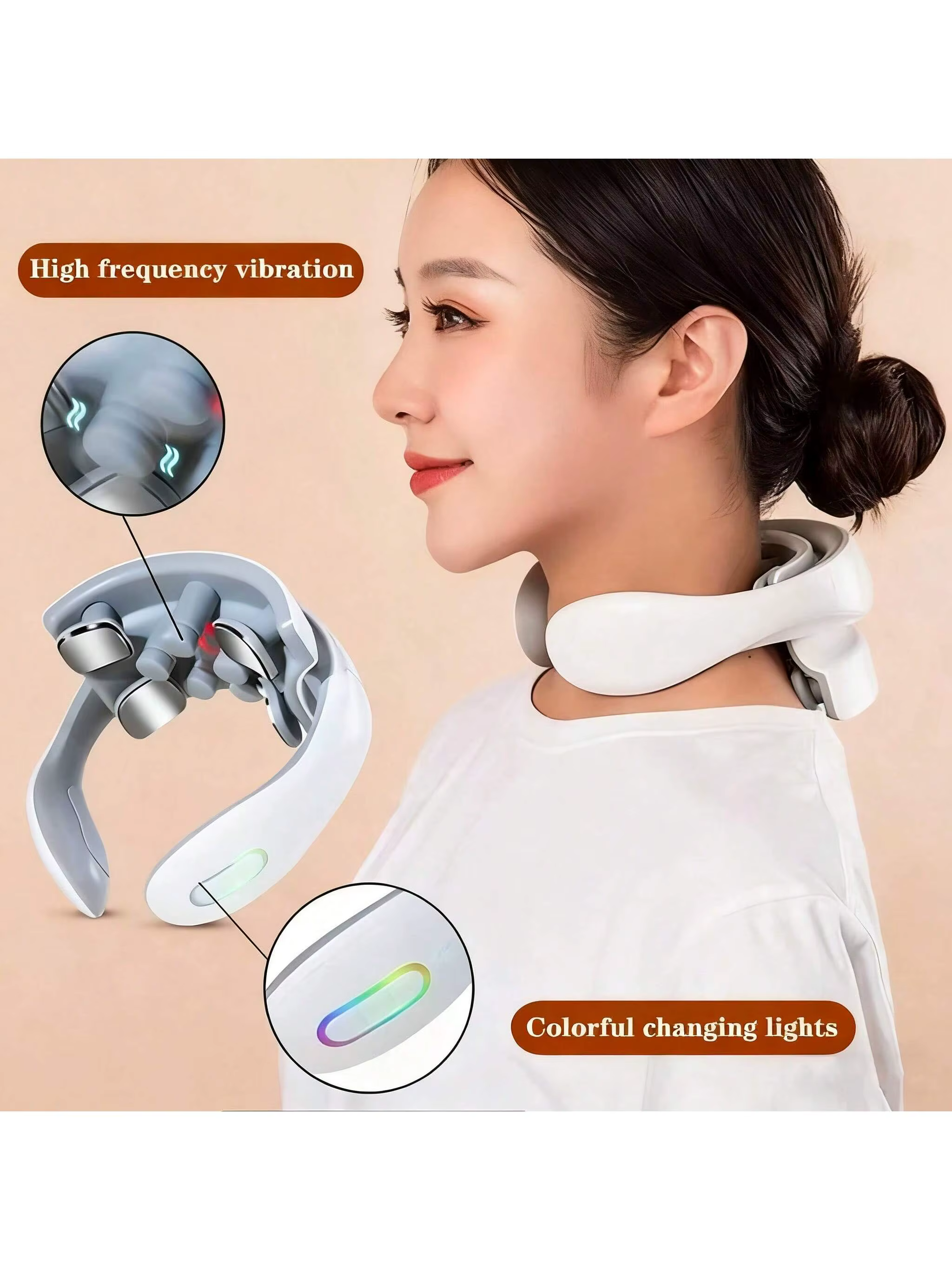 Masseur de cou intelligent pour adultes, 5 modes de massage, appareil ergonomique portable pour le c