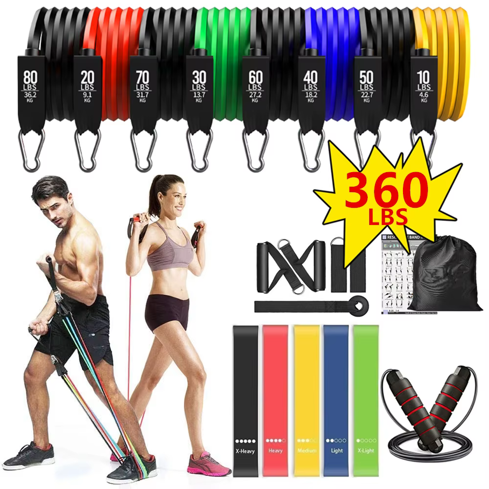 Ensemble de bandes de résistance pour exercices de Fitness, 360lb, Tubes élastiques, corde de tracti