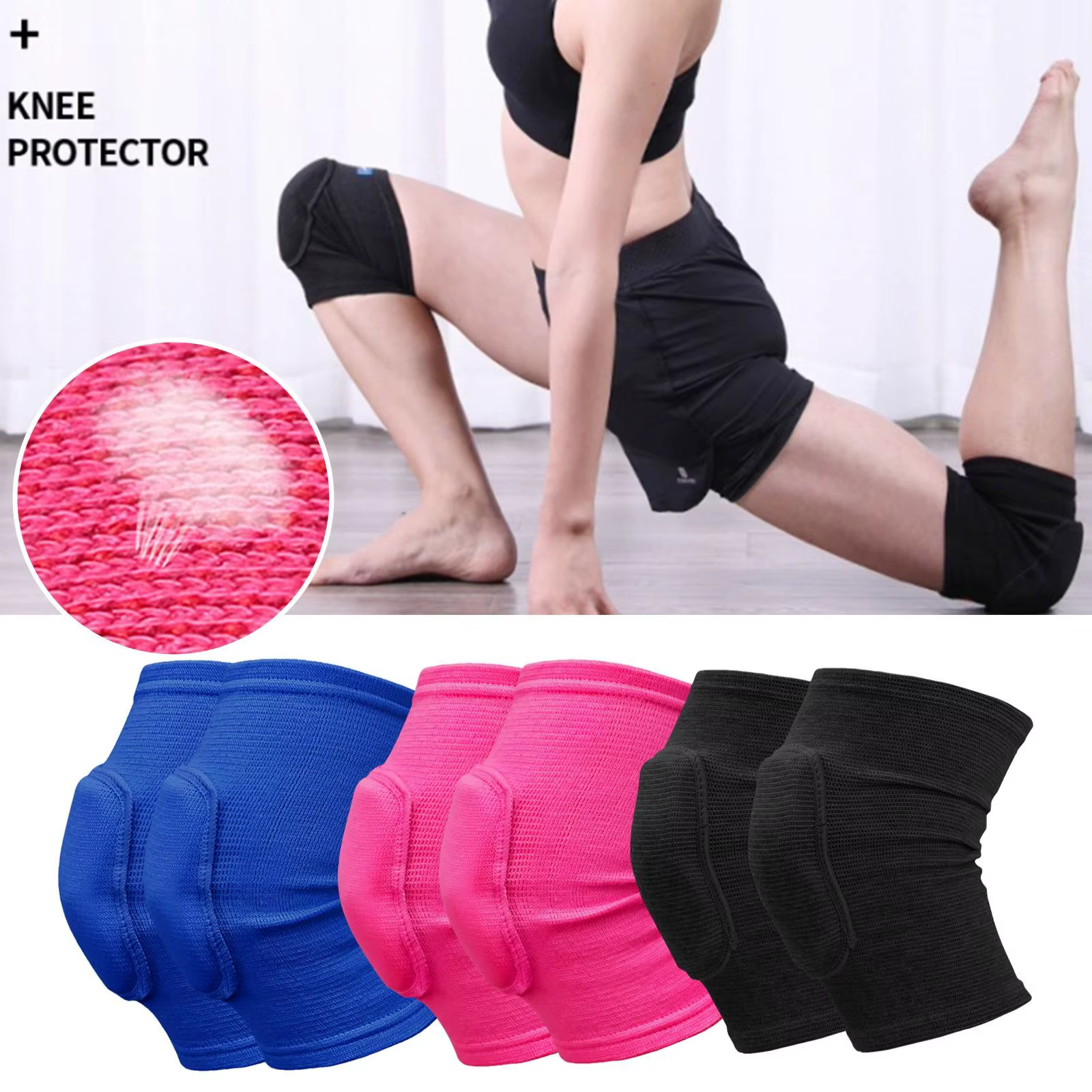 Genouillères de compression pour le sport, genouillères élastiques, éponge épaissie, support de geno