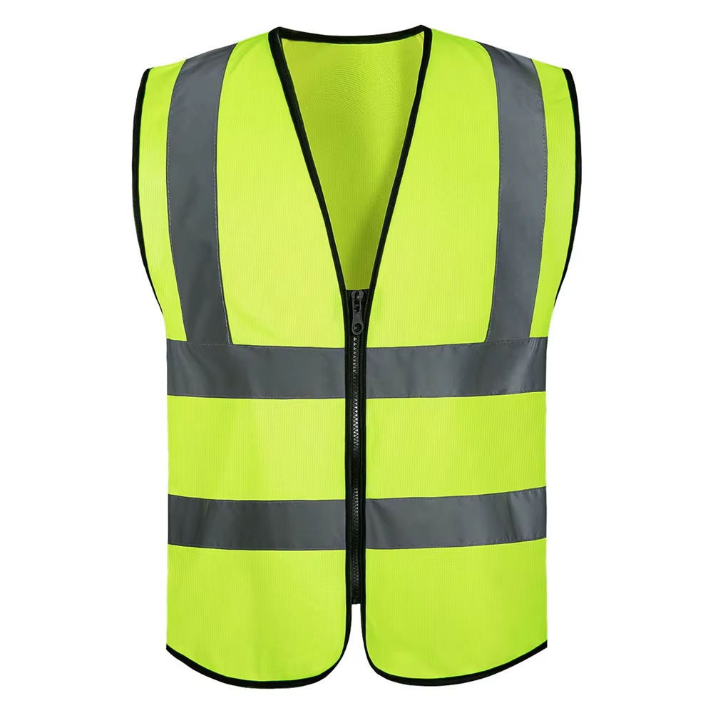 Style à quatre fermetures éclair, gilet réfléchissant, chantier de construction, sanitation environn