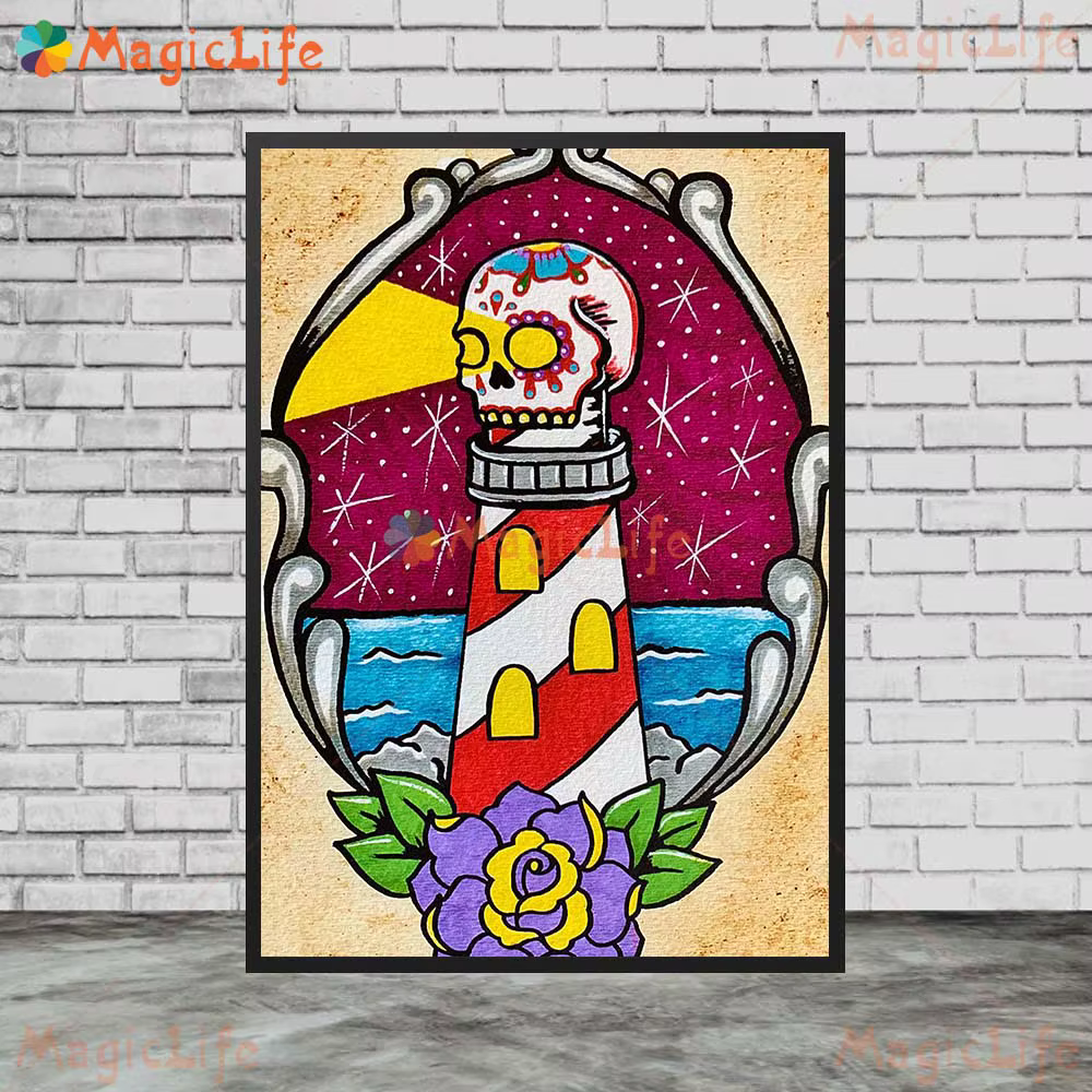 Amateur de Grimace abstrait, images murales du jour des morts mexicaines pour salon, affiche nordiqu