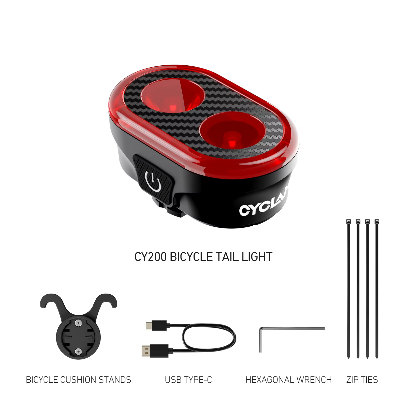 CYCLAMI CY200 vélo intelligent détection de frein feu arrière vélo feu arrière IPX6 LED étanche char