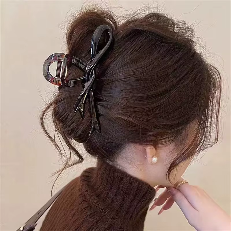 Pinces à cheveux avec nœud en ruban acrylique de 13cm, pinces à cheveux en forme de crabe, Barrettes