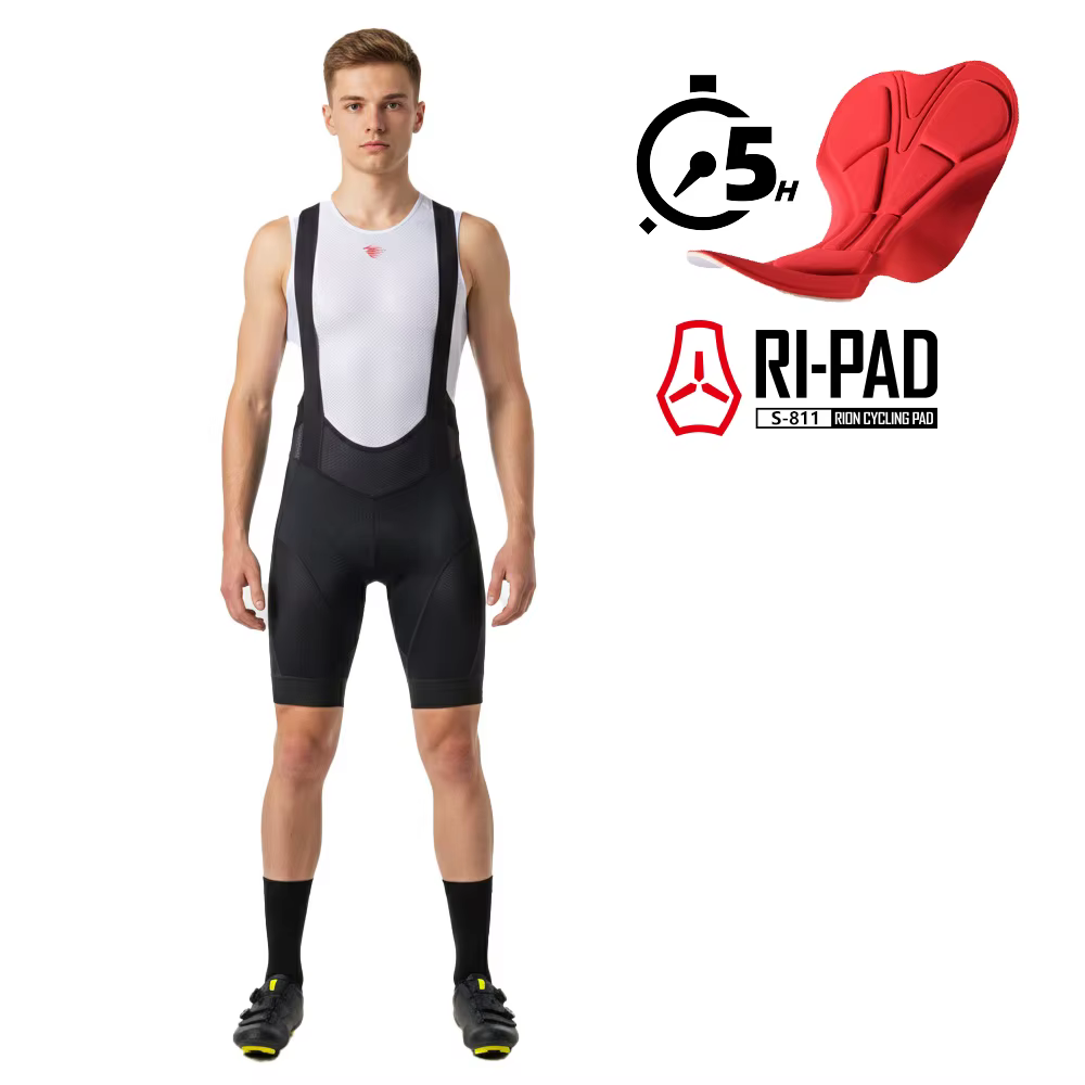 RION – cuissard à bretelles pour hommes, collants de vélo, vélo de route, Original italien, Interfac