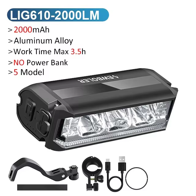 NEWBOLER Brompton vélo lumière avant 2000mAh vélo lumière 3000Lumen lampe de poche étanche USB charg