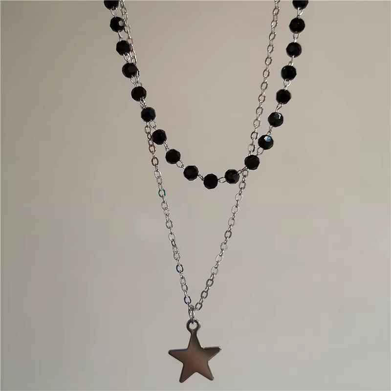 Collier personnalisé à double couche avec chaîne en forme de croix et de cœur, style punk, pour homm