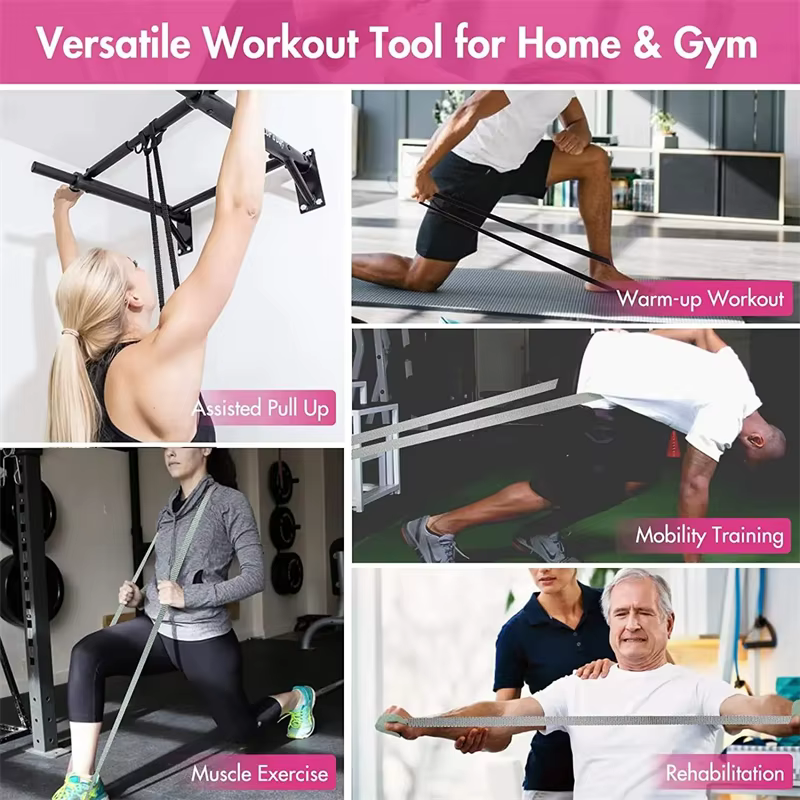 Lot de 3 bandes longues pour le travail, en tissu, pour les exercices