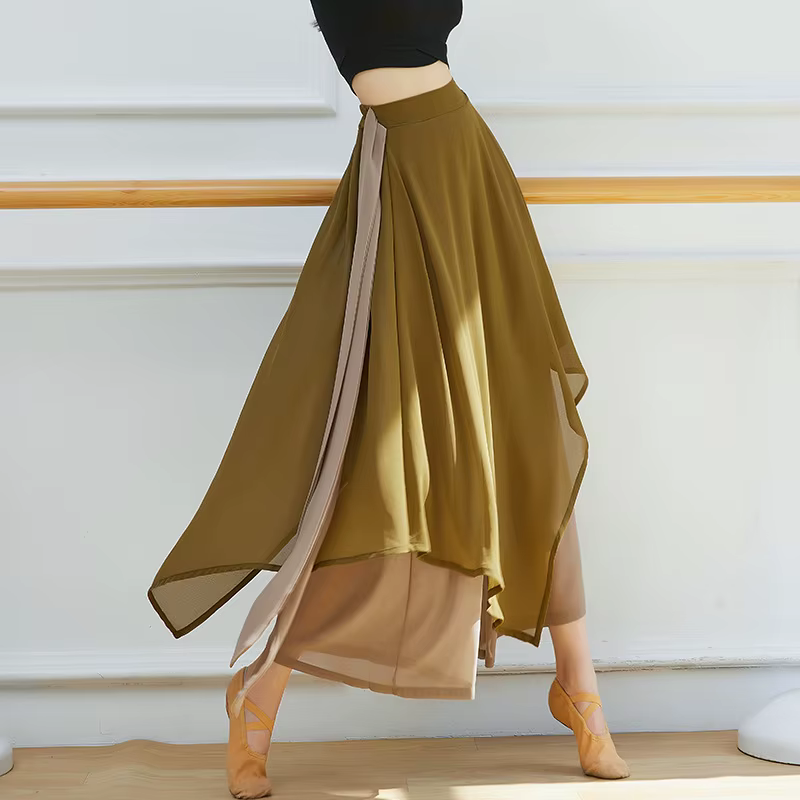 Pantalon de danse classique pour femmes, coupe ample, Double couche, en mousseline de soie, pour la 
