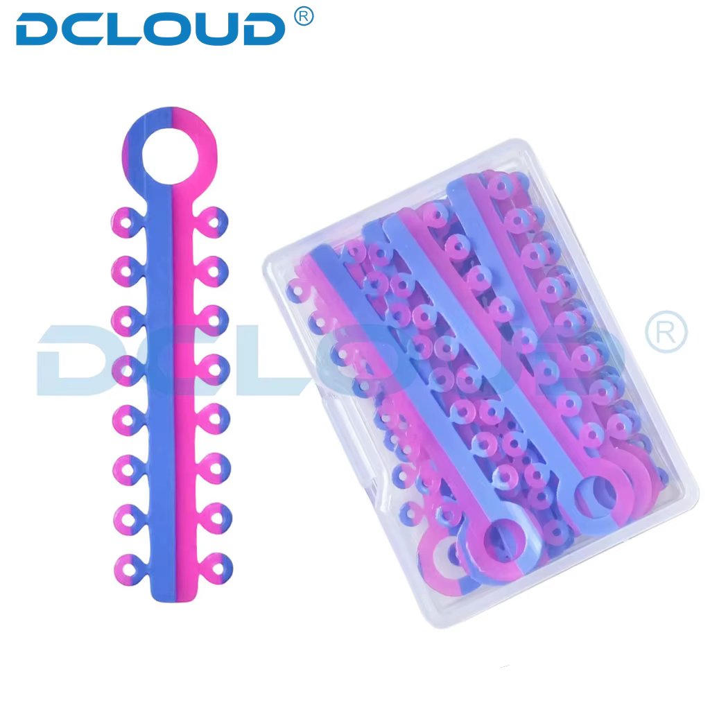 Bandes de caoutchouc élastiques orthodontiques dentaires, anneaux de documents doubles, dents pour a