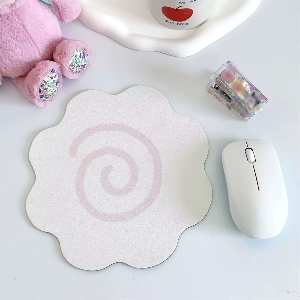 Tapis de Souris en Cuir Style Japonais Mignon, Imperméable, pour Bureau, Étude, Dortoir, Clavier d'O