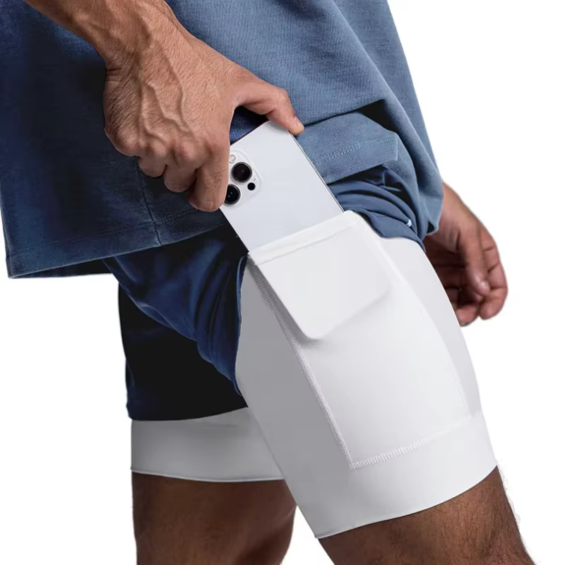 Hommes gymnases Fitness 2 en 1 Shorts à séchage rapide été course musculation Jogging pantalons cour