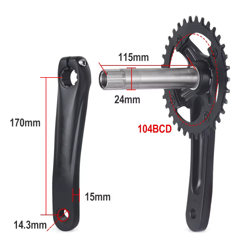 BOLANY Pédalier Intégré pour Vélo Plateau 104BCD Pédalier pour VTT Alliage d'Aluminium BB68 170mm 32