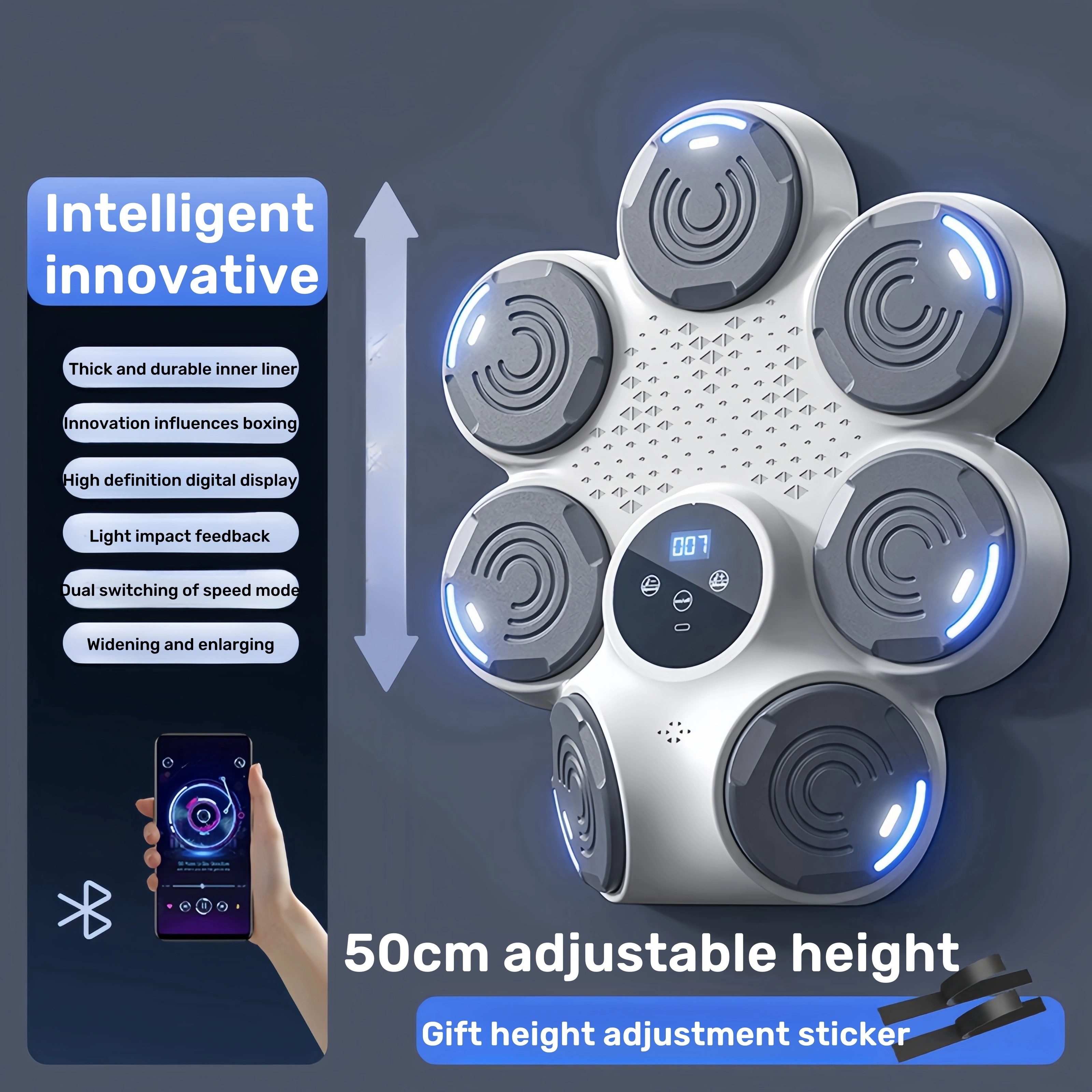 Machine de boxe musicale intelligente, 9 Modes, entraîneur de poinçonnage mural pour adultes et enfa