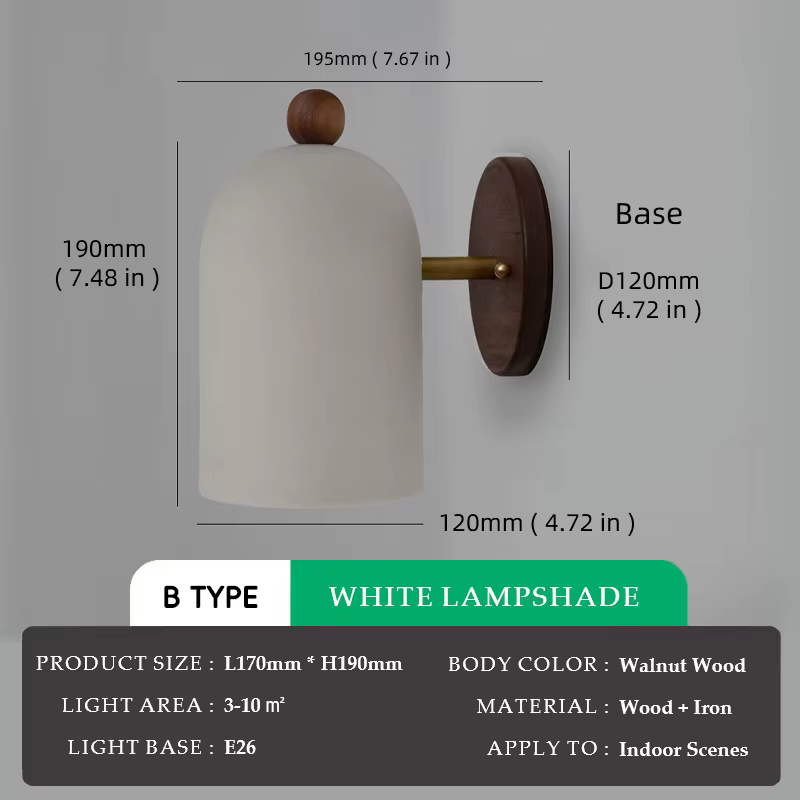 Fer en bois de noyer, style Wabi-sabi moderne et Simple, applique murale pour chambre à coucher, che