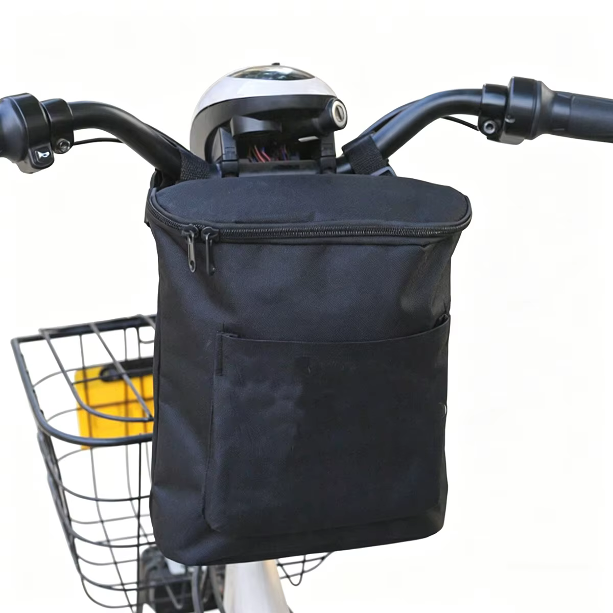 Sac suspendu pour vélo électrique, avec fermeture éclair avant et guidon, sac de rangement tridimens