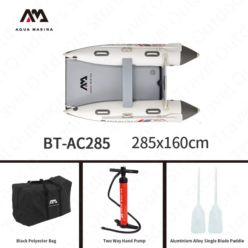 AQUA MARINA AIRCAT Yacht gonflable à large pont, léger, pour 4-5 personnes, bateau à moteur en PVC, 