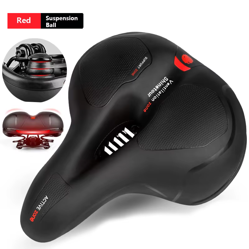 Selle de vélo creuse réfléchissante absorbant les chocs, siège de vélo vtt, respirant, étanche à la 