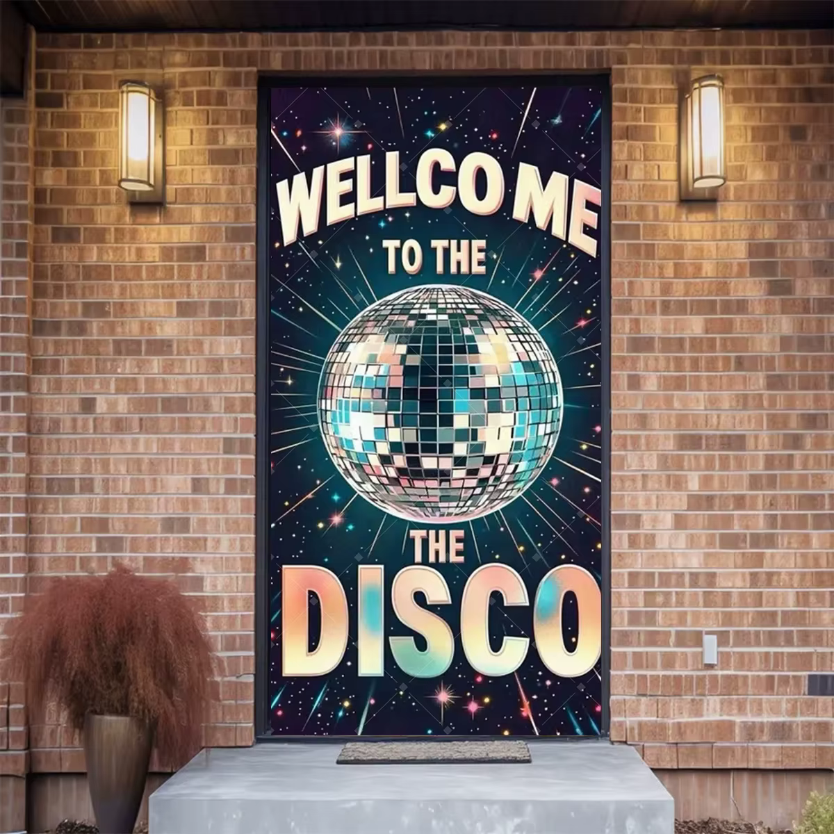 Décorations de fête à thème de bienvenue dans la discothèque, arrière-plan scintillant rétro, fourni