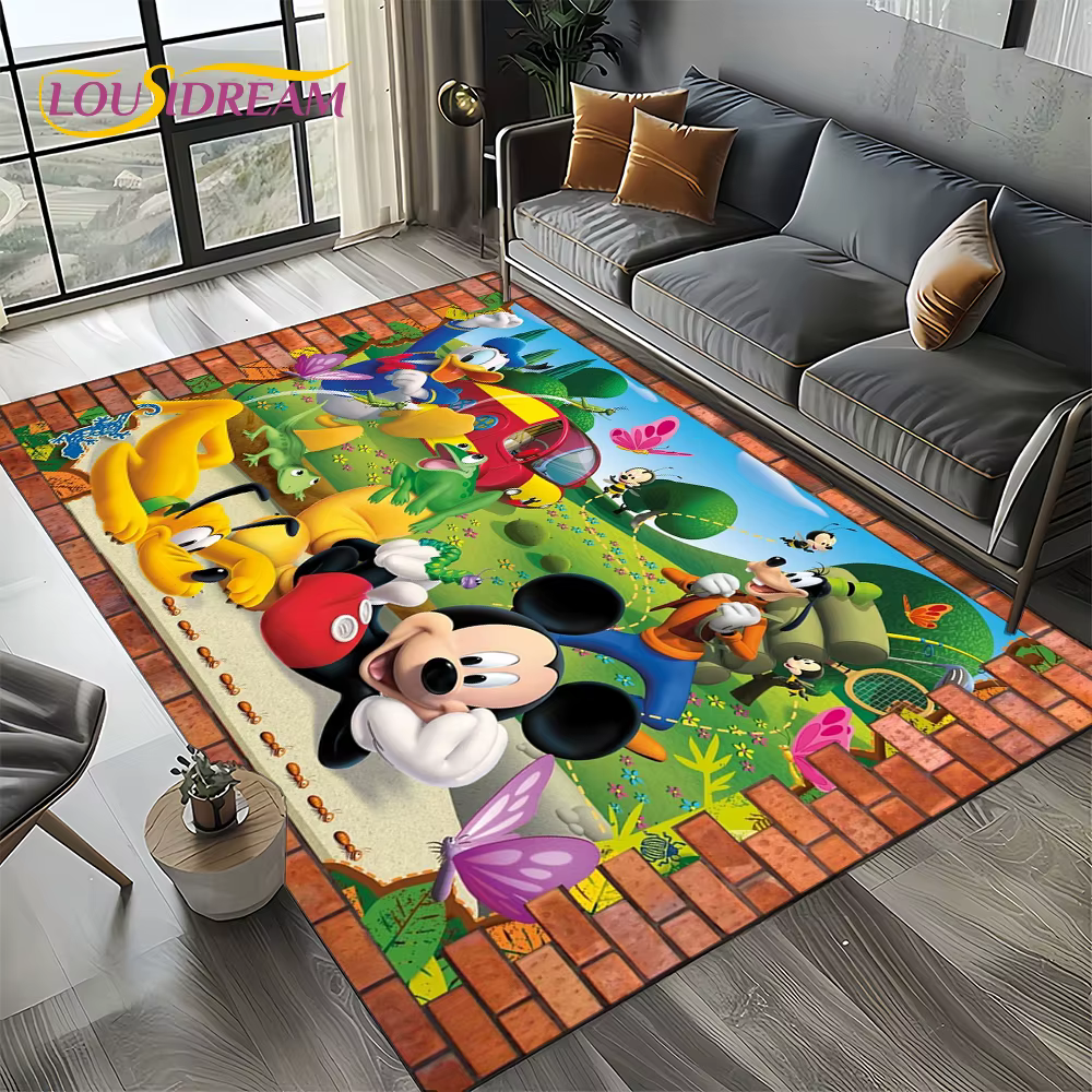 Tapis de dessin animé Mickey Minnie Mouse Donald Duck, pour chambre à coucher, salon, décoration de 