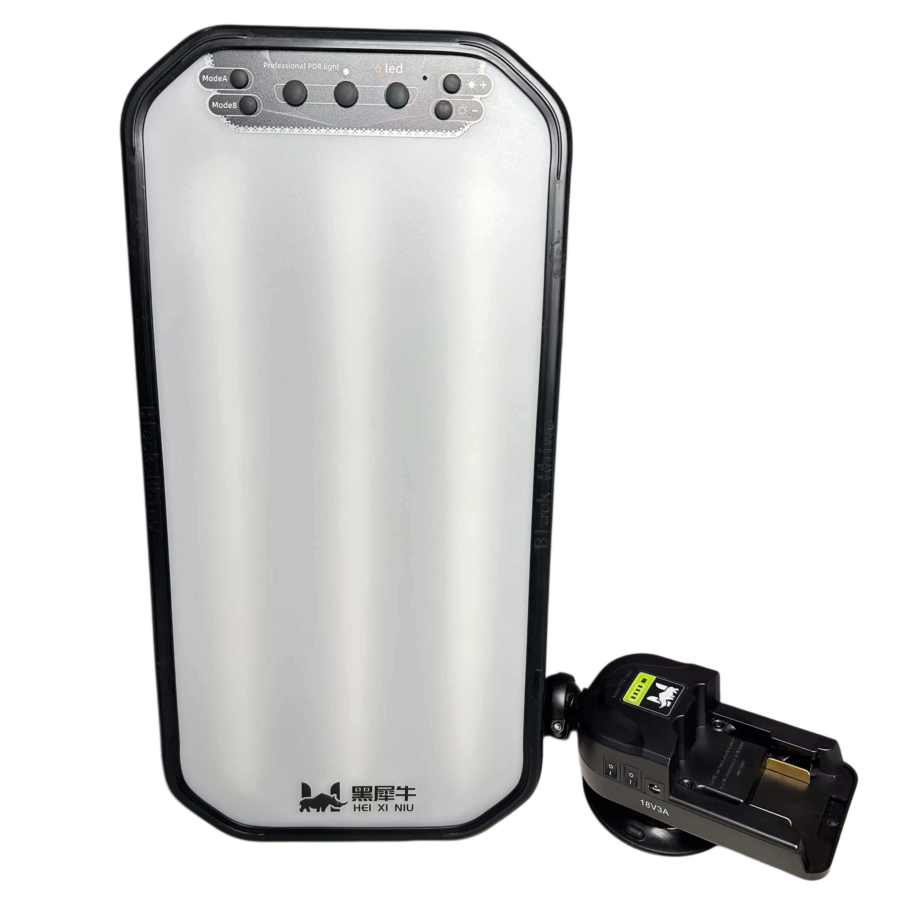 Lampe LED professionnelle PDR - Panneau large 45×22 cm, col de cygne flexible et base à batterie, 6 