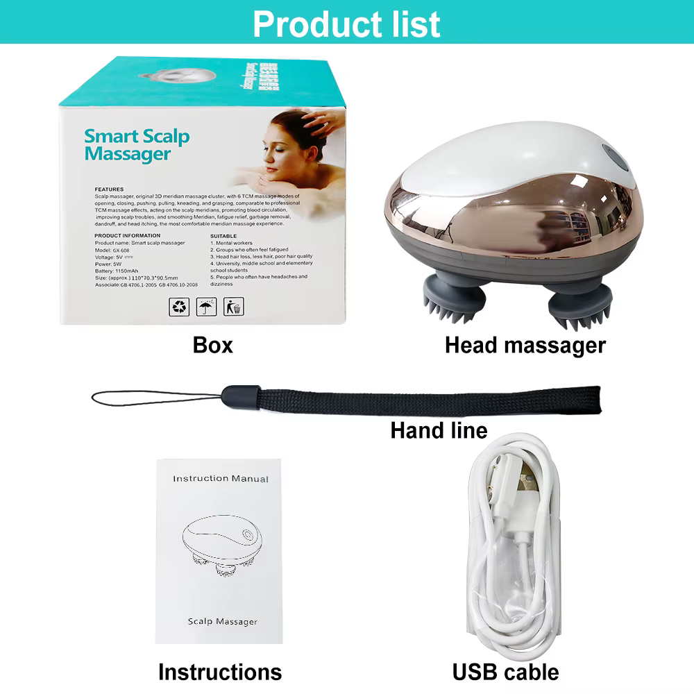 Appareil électrique de Massage de tête de pétrissage par Vibration du cuir chevelu, Massage musculai