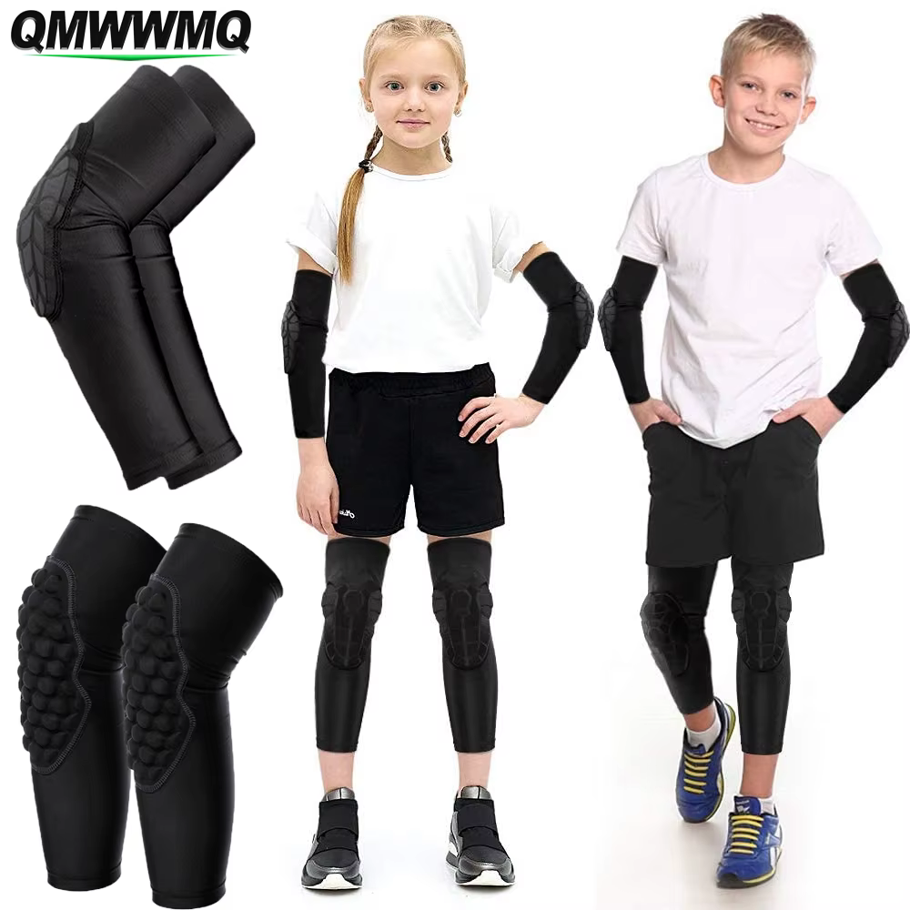 Genouillères/coudières de sport à Compression en nid d'abeille pour enfants/jeunes de 5 à 15 ans, éq